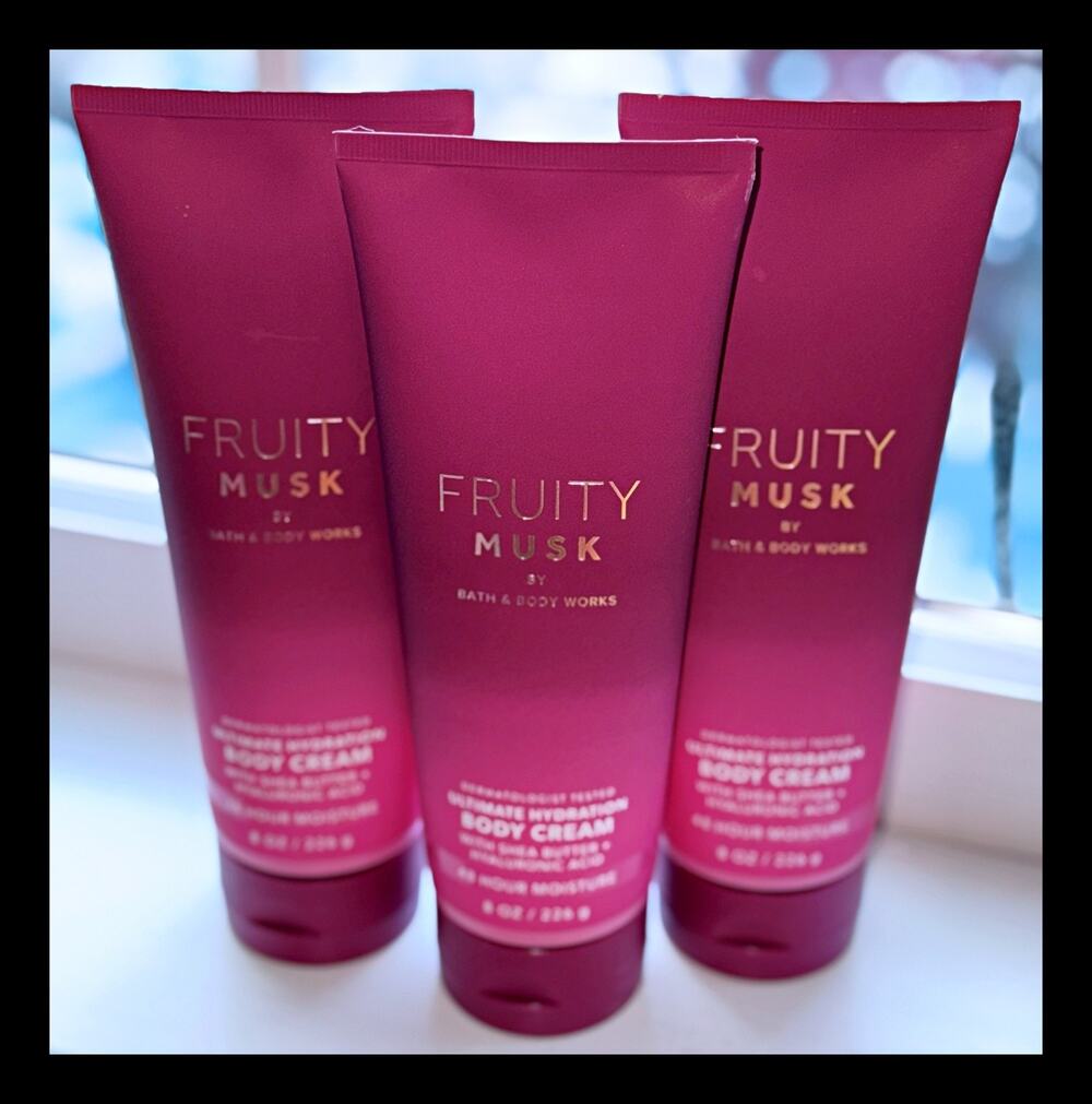 Bath & Body Works Fruity Musk 8 oz Ultimate Hydration Body Cream x3
